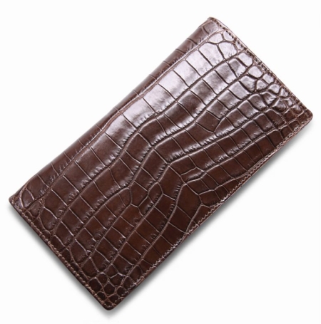 Alligator Multi-Card Long Bifold Wallet Alligator Suit Wallet for Men-Brown