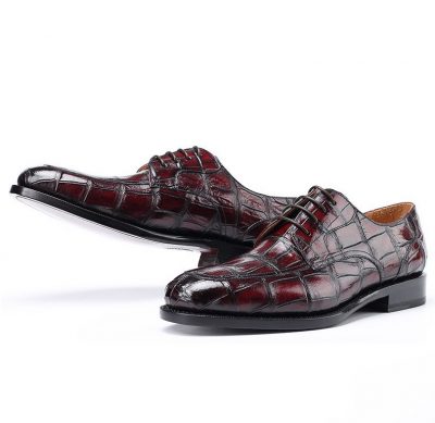 Men's Burnished Genuine Alligator Leather Shoes Classic Formal Leader ...