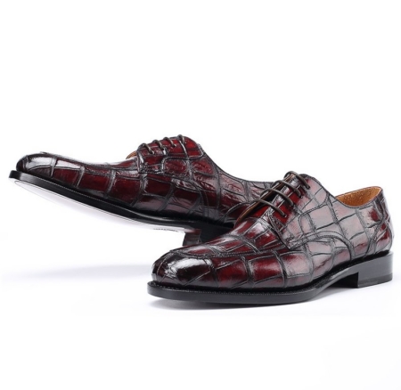 Burnished Genuine Alligator Leather Shoes for Men