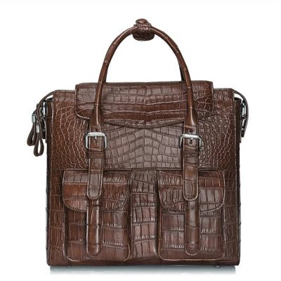 Casual Alligator Leather Crossbody Shoulder Messenger Bags Handbags-Brown
