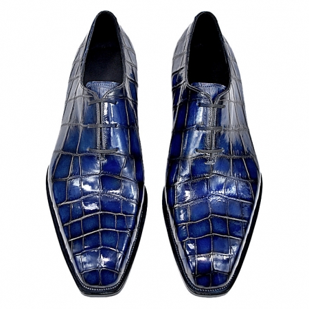 Classic Alligator Leather Dress Shoes Goodyear Welt-Blue