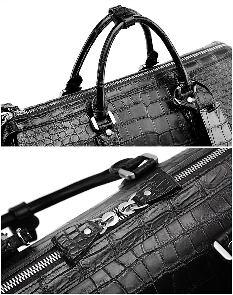 GENUINE ALLIGATOR SKIN HANDBAG - BLACK