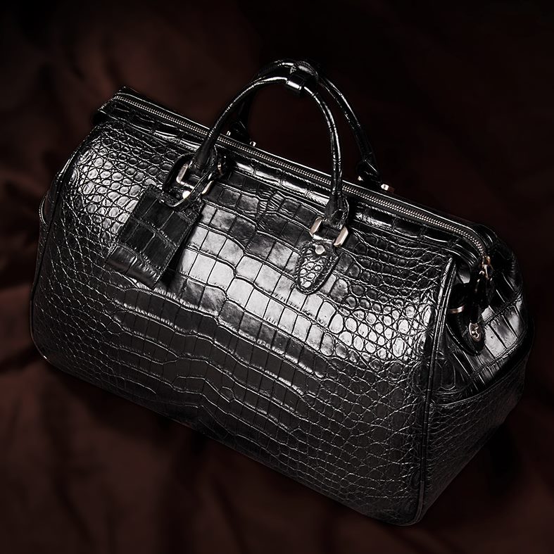 Crocodile duffle bag with Double G