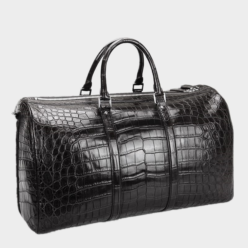 60CM Black Genuine Crocodile,Alligator Leather Skin Men Bag,Travel