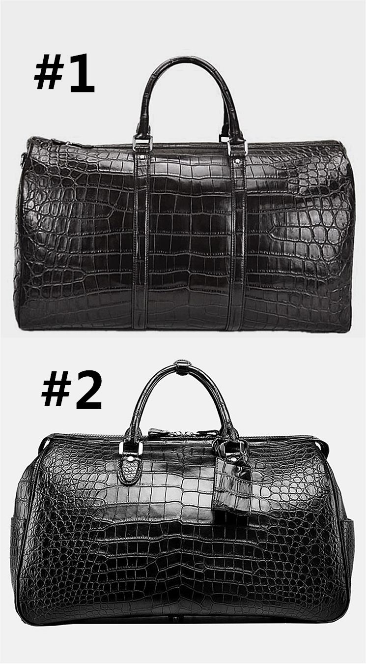 60CM Black Genuine Crocodile,Alligator Leather Skin Men Bag,Travel