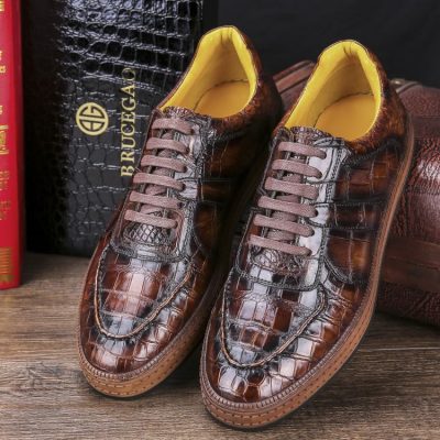 Designer Lace up Alligator Shoes Casual Alligator Sneakers for Men