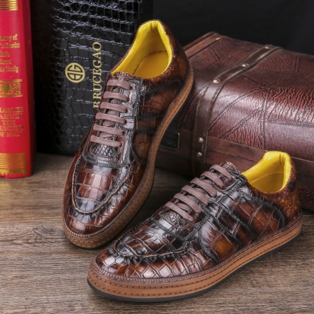 Designer Lace up Alligator Shoes Casual Alligator Sneakers for Men-Display