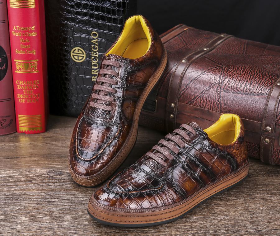 Designer Lace up Alligator Shoes Casual Alligator Sneakers for Men