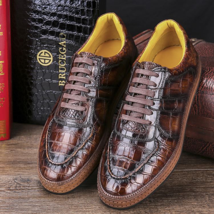 Designer Lace up Alligator Shoes  Casual Alligator Sneakers 