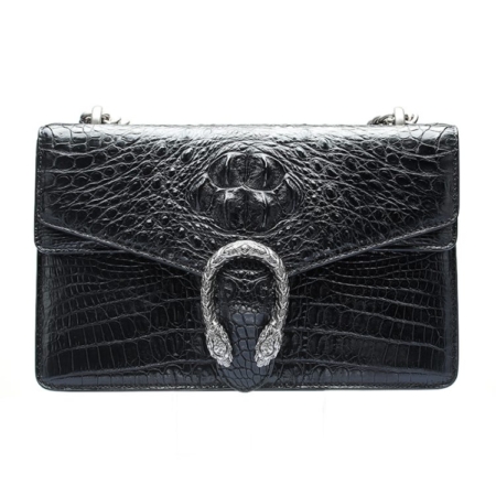 Fashion Crocodile Leather Cross Body Purse Shoulder Bag for Ladies-Black