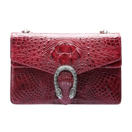 Fashion Crocodile Leather Cross Body Purse Shoulder Bag for Ladies-Claret