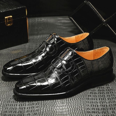 Handcrafted Genuine Alligator Leather Mens Classic Wholecut Oxford Shoes