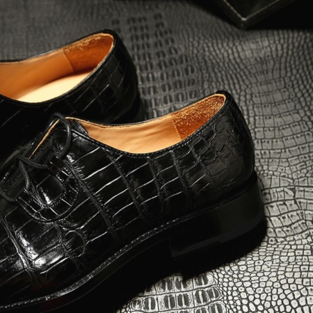 Handcrafted Genuine Alligator Leather Mens Classic Wholecut Oxford Shoes-Details