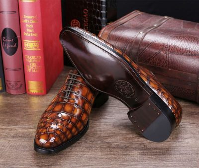 Handcrafted Men's Classic Alligator Leather Dress Shoes Goodyear Welt