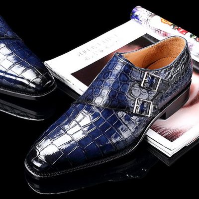 Handcrafted Men’s Double Monk Strap Genuine Alligator Leather Modern ...