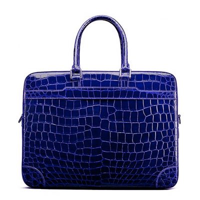 Luxury Alligator Briefcase Laptop Shoulder Bag Business Bag for Men-Blue