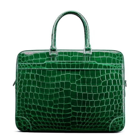 Luxury Alligator Briefcase Laptop Shoulder Bag Business Bag for Men-Green