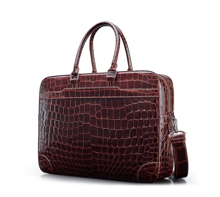 Luxury Alligator Briefcase Laptop Shoulder Bag Business Bag for Men-Micro Side