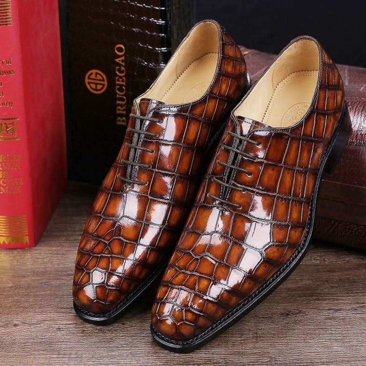 Handcrafted Men's Classic Alligator Leather Dress Shoes Goodyear Welt