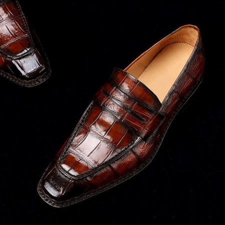 Men's Alligator Leather Loafers Shoes Slip-On Dress Shoes