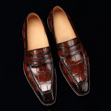 Men's Alligator Leather Loafers Shoes Slip-On Dress Shoes-Display