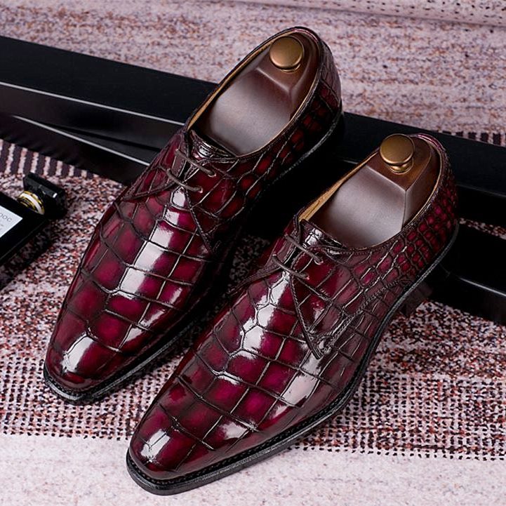 Men s  Handmade Alligator Leather Modern Classic Lace up 