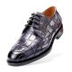 Men's Burnished Genuine Alligator Leather Shoes Classic Formal Leader Dress Shoes-Gray