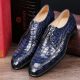 Men's Classic Office Alligator Skin Lace up Pointed-Toe Oxfords Dress Shoes