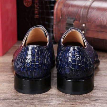 Men's Classic Office Alligator Skin Lace up Pointed-Toe Oxfords Dress Shoes-Heel