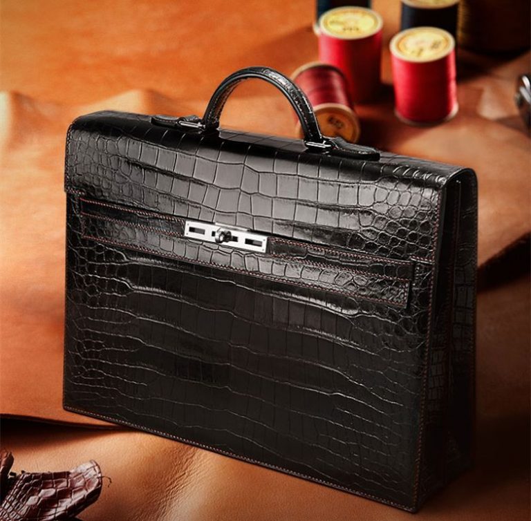 Why is the alligator leather briefcase more expensive than the cowhide