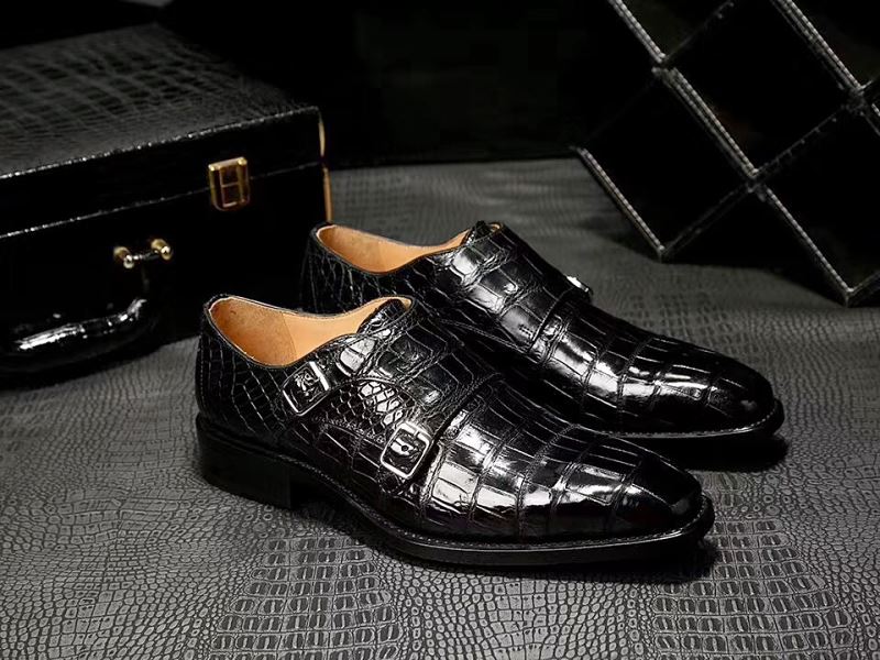 alligator shoes for business occasions-Black