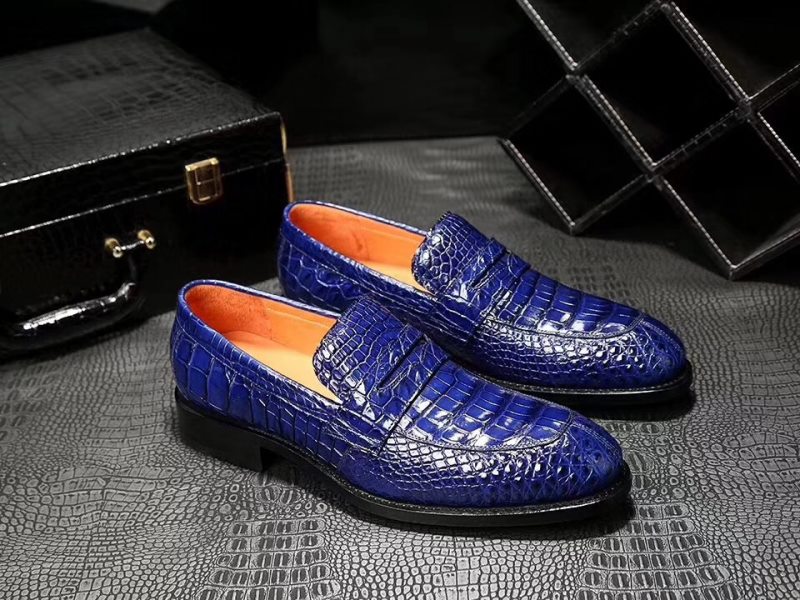 alligator shoes for business occasions-Blue