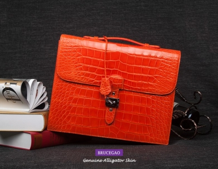 Alligator Leather Briefcase Handbag for Businesswomen