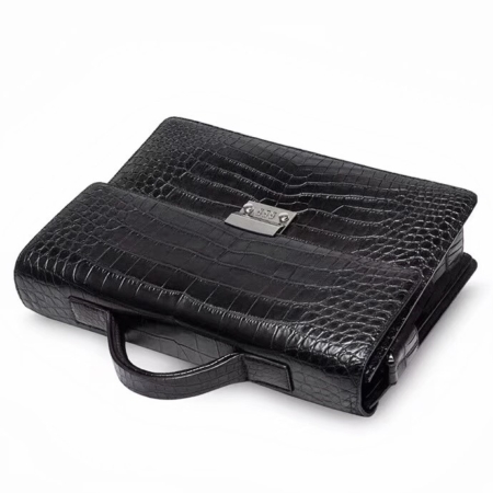 Alligator Leather Lawyers Briefcase Messenger Bag Business Bag for Men-Display