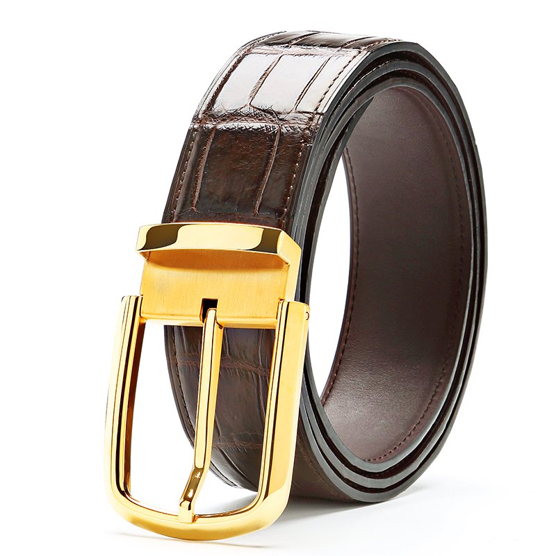 Classic Alligator Belt Adjustable Dress Belt for Men-Brown