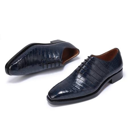 Formal Alligator Oxford Alligator Leather Dress Shoes for Men-Blue-1