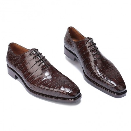 Formal Alligator Oxford Alligator Leather Dress Shoes for Men-Brown