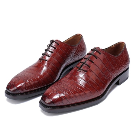 Formal Alligator Oxford Alligator Leather Dress Shoes for Men-Burgundy-1