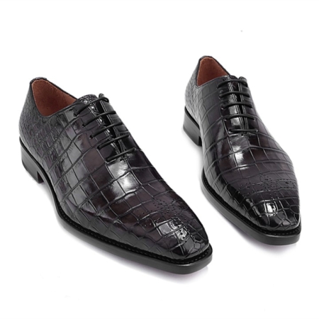 Formal Alligator Oxford Alligator Leather Dress Shoes for Men-Gray