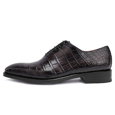 Formal Alligator Oxford Alligator Leather Dress Shoes for Men-Gray-Side