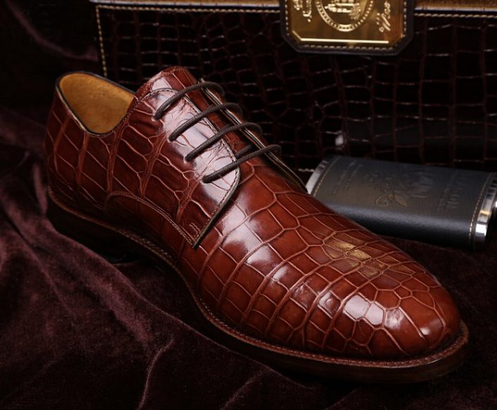 Men's Formal Handmade Alligator Leather Lace up Oxford Dress Shoes