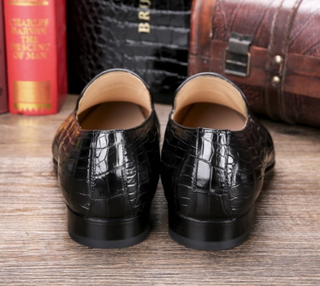 Handcrafted Men's Alligator Skin Slip-on Loafers Classic Business Shoes-Heel