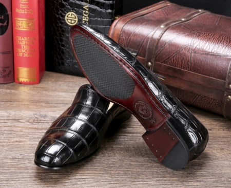 Handcrafted Men's Alligator Skin Slip-on Loafers Classic Business Shoes-Sole