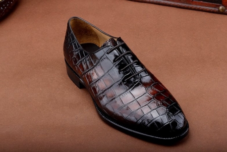 Luxury Genuine Alligator Leather Lace-up Business Formal Shoes Wedding Shoes-Burgundy