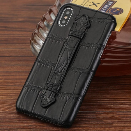 Luxury iPhone Xs Max, Xs, Crocodile and Alligator Case-Black