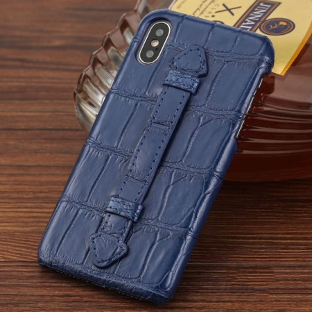 Luxury iPhone Xs Max, Xs, Crocodile and Alligator Case-Blue