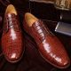 Men's Formal Handmade Alligator Leather Lace up Oxford Dress Shoes