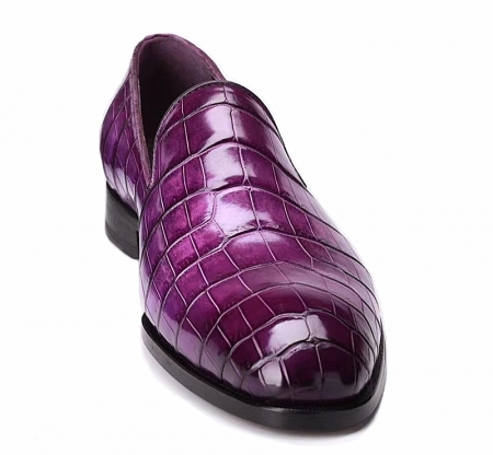 Men’s Alligator Skin Slip-on Loafers Classic Business Shoes-Purple