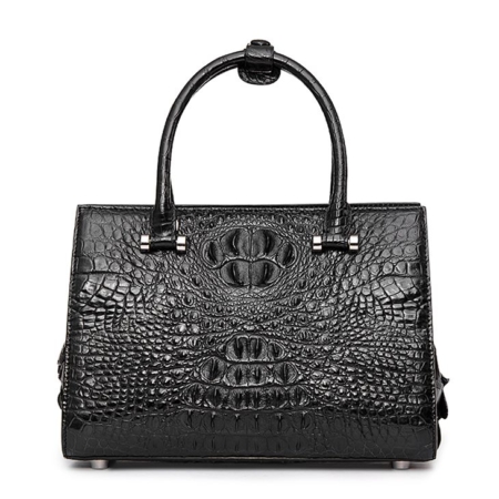 Womens Crocodile Leather Handbags Shoulder Bags Top Handle Tote Satchel for Ladies-Black