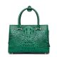 Womens Crocodile Leather Handbags Shoulder Bags Top Handle Tote Satchel for Ladies-Green